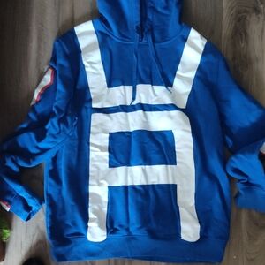 Blue and White Men's My hero Academia Hoodie